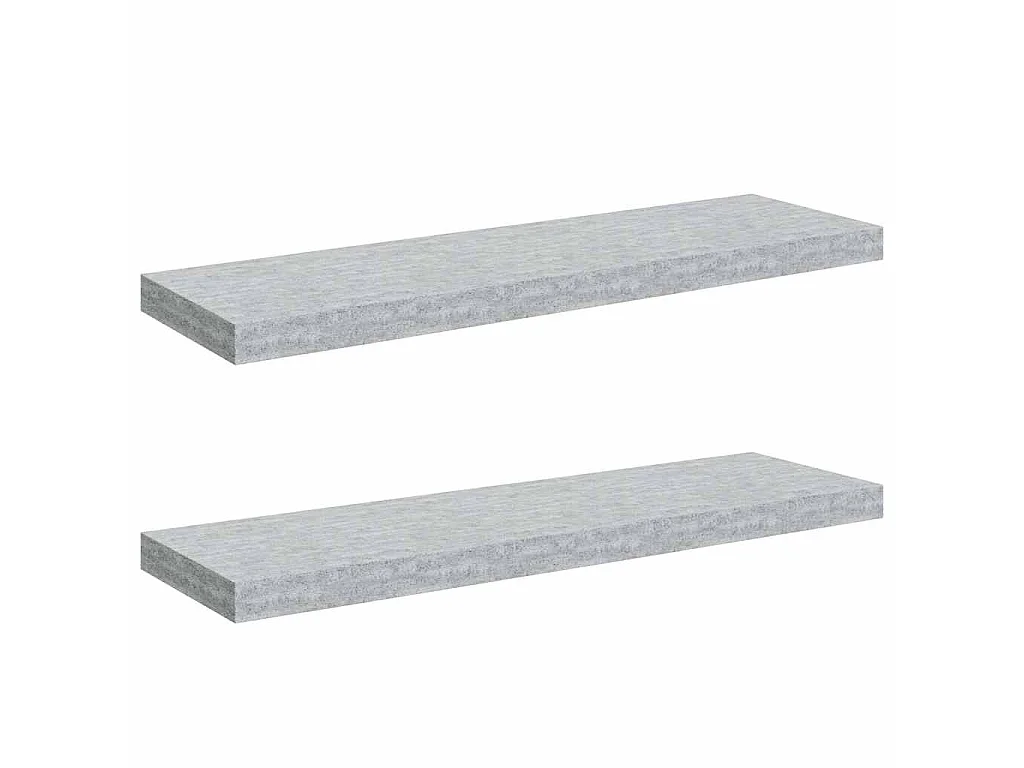Wandschappen zwevend 2 st 80x23,5x3,8 cm MDF betongrijs