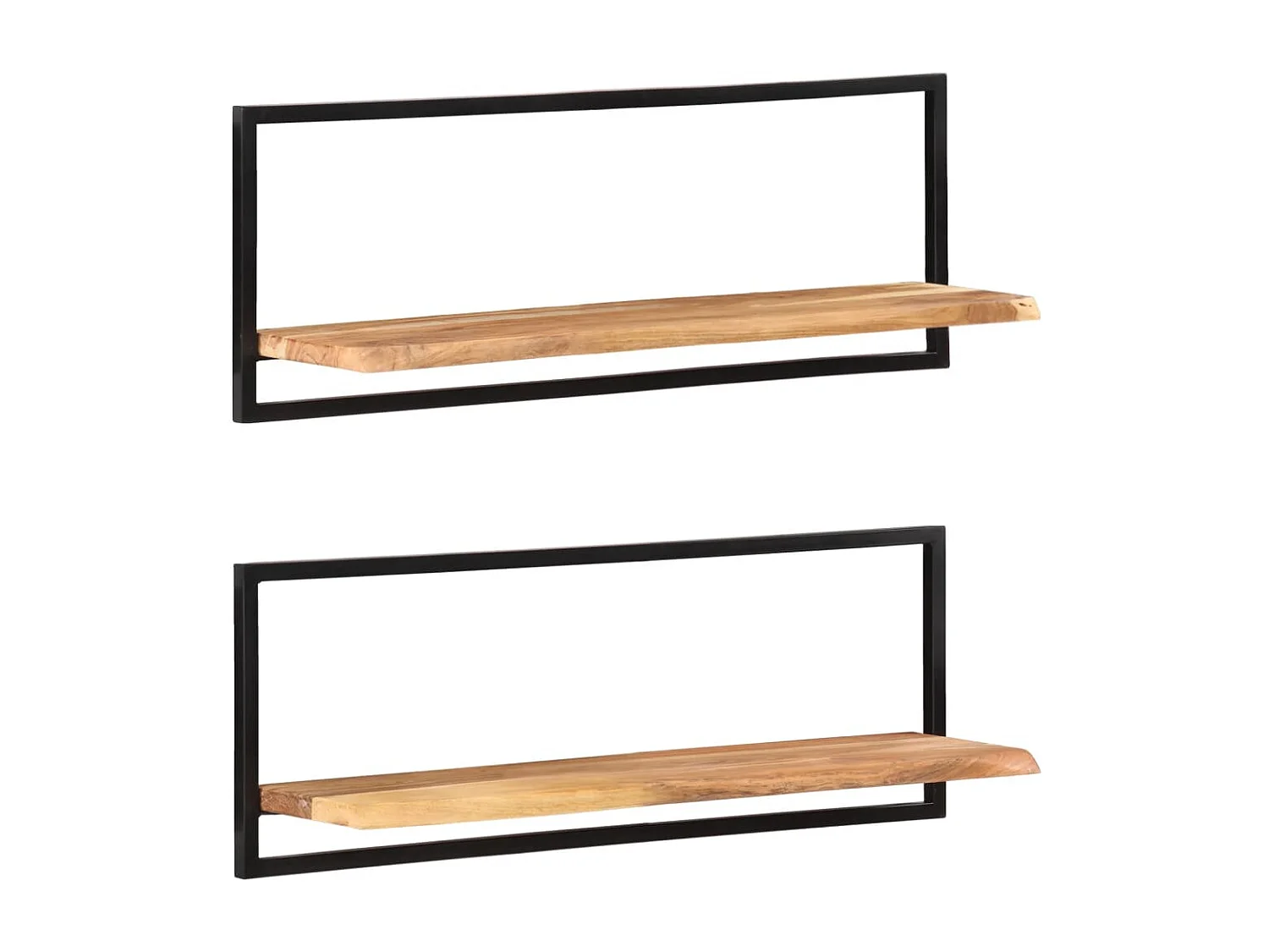 Wandschappen 2 st 100x24x35 cm massief acaciahout en staal