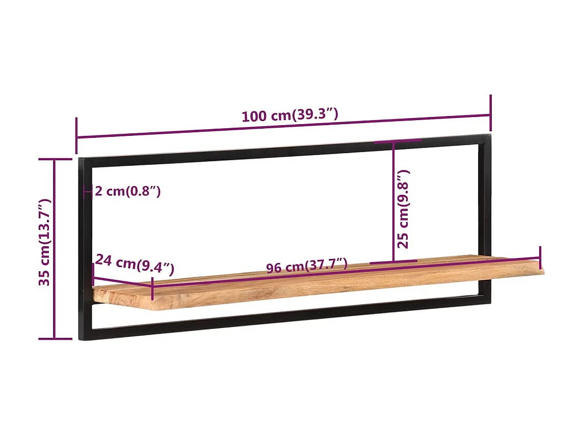 Étagères murales 2 pcs 100x24x35 cm Bois d'acacia et acier