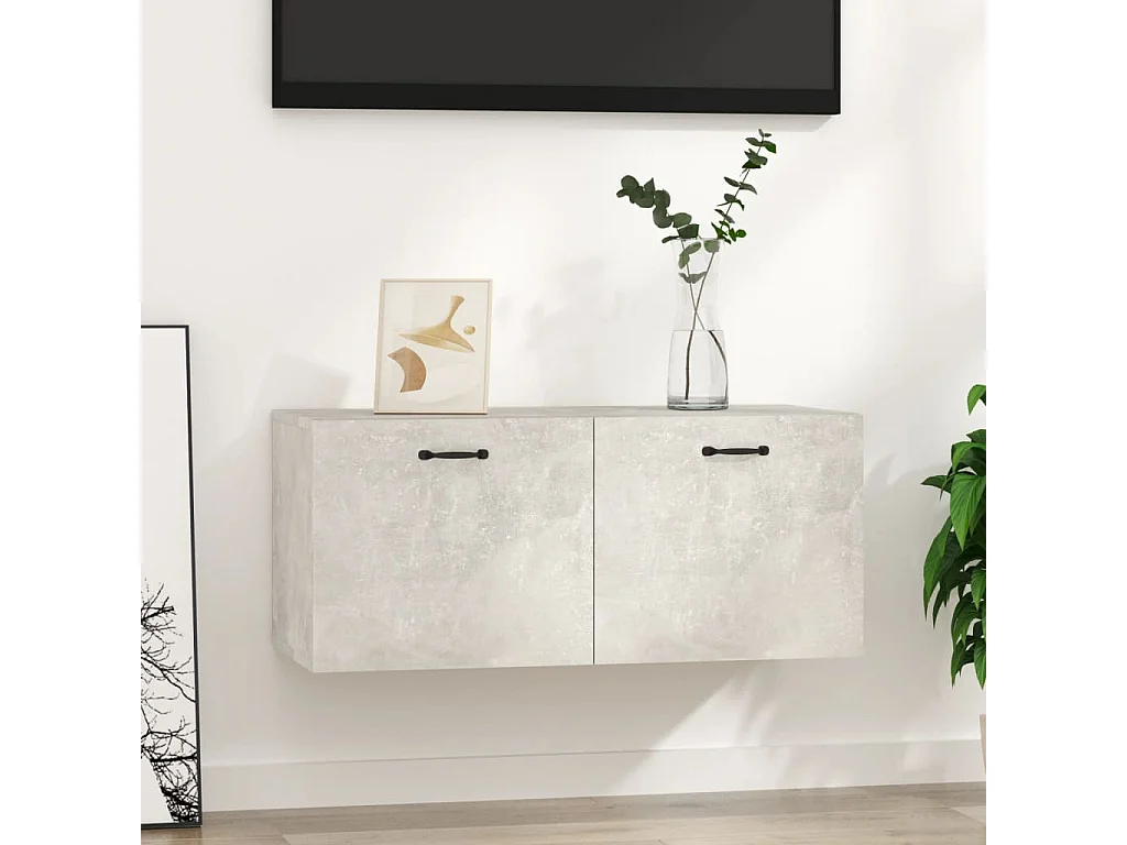 Mobile a Parete Grigio Cemento 80x36,5x35 cm Legno Multistrato