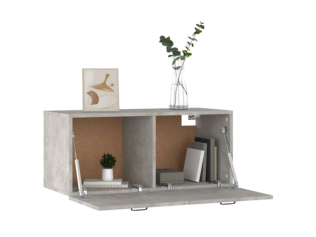 Mobile a Parete Grigio Cemento 80x36,5x35 cm Legno Multistrato