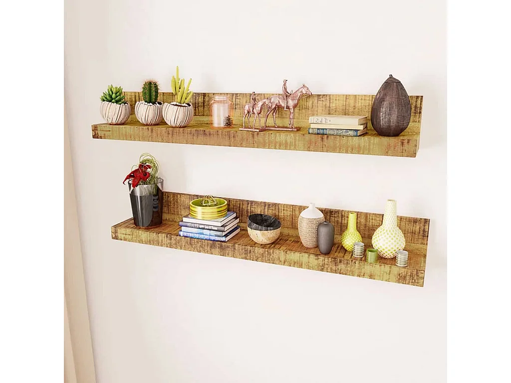 Wandschappen 2 st massief hout