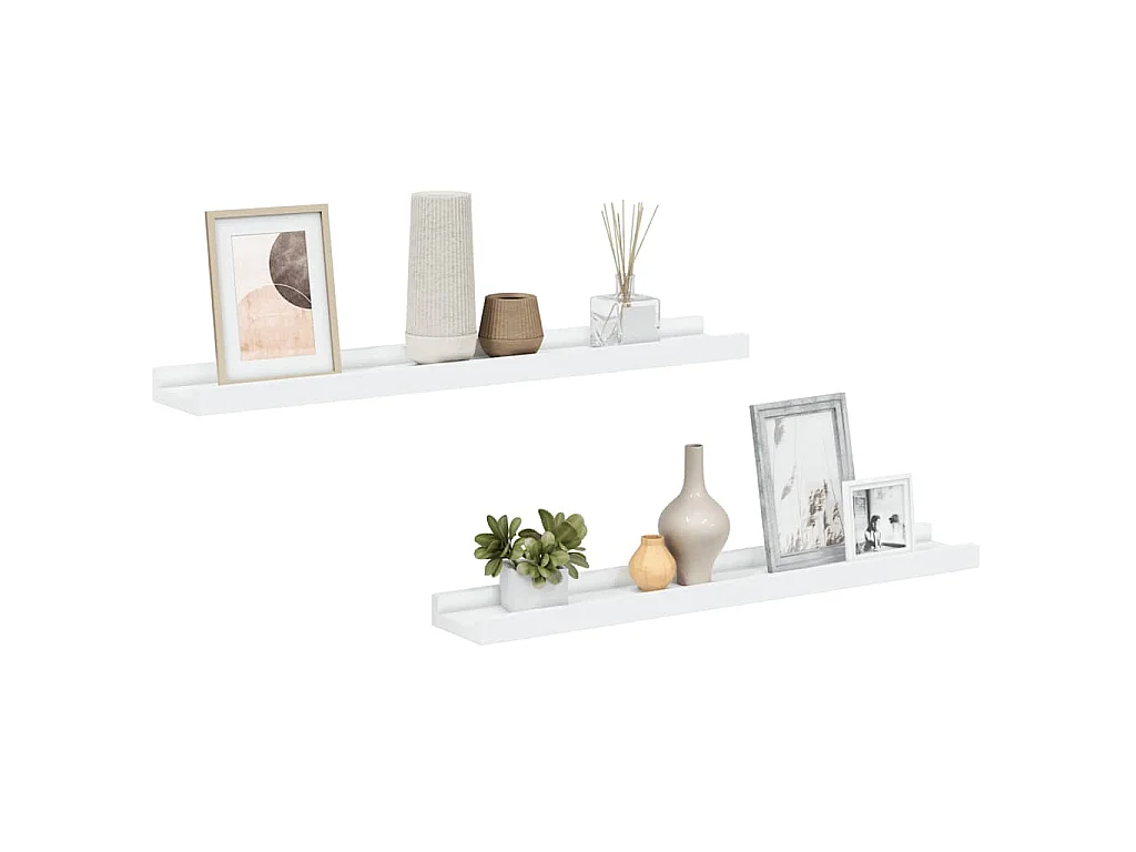 Fotoplanken 2 st 60x9x3 cm MDF wit