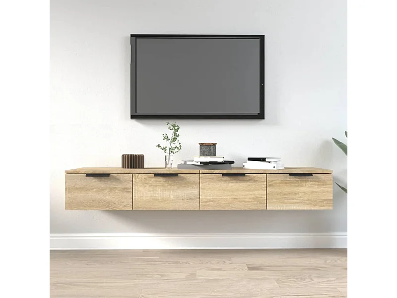 Wandkasten 2 st 68x30x20 cm bewerkt hout gerookt eiken