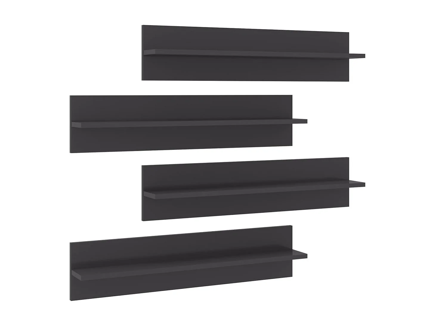 Estantes de parede 4pcs derivados de madeira cinza brilhante
