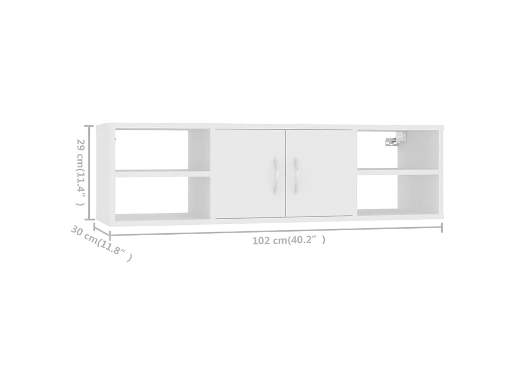 Wandschap 102x30x29 cm bewerkt hout wit