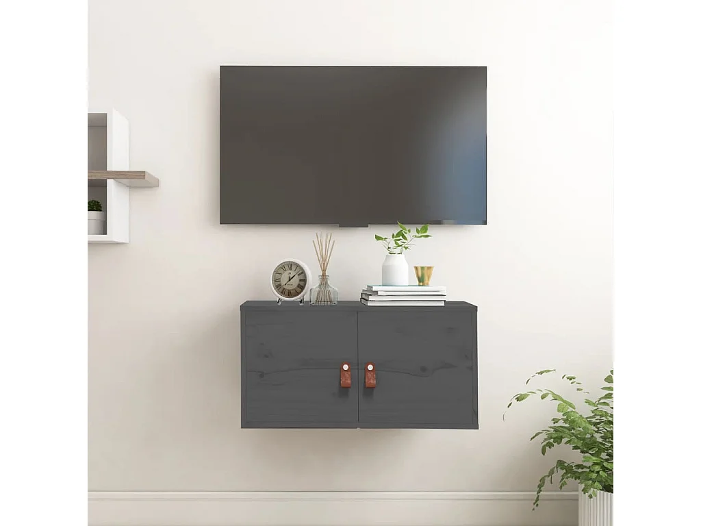 Armoire murale Gris 60x30x30 cm Bois de pin massif