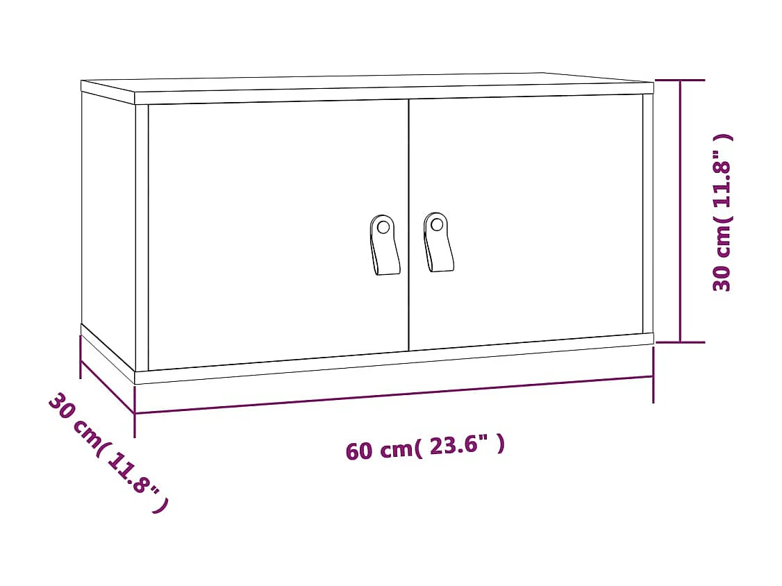 Armoire murale Gris 60x30x30 cm Bois de pin massif