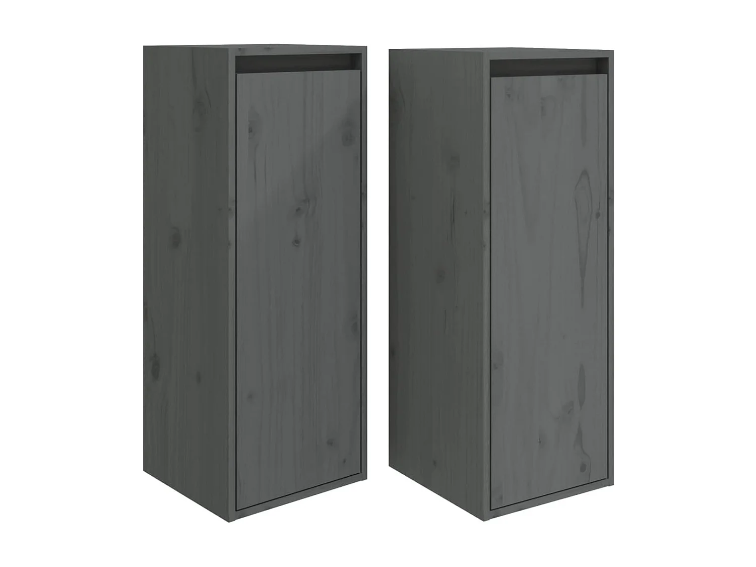 Armarios de pared 2 uds madera maciza de pino gris 30x30x80 cm