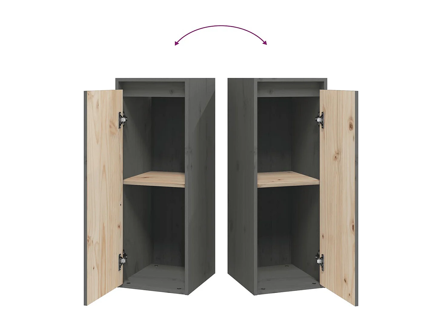 Armarios de pared 2 uds madera maciza de pino gris 30x30x80 cm