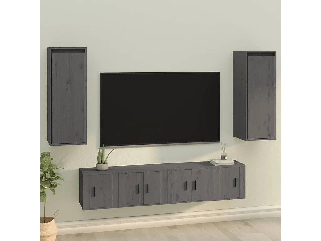 Armoires murales 2 pcs Gris 30x30x80 cm Bois de pin massif