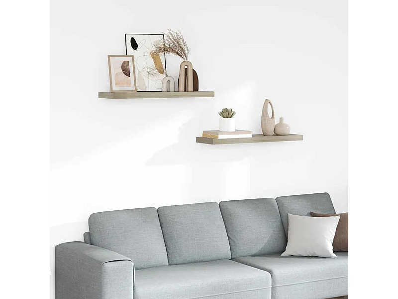 Étagères murales flottantes 2 pcs Chêne 80x23,5x3,8 cm MDF