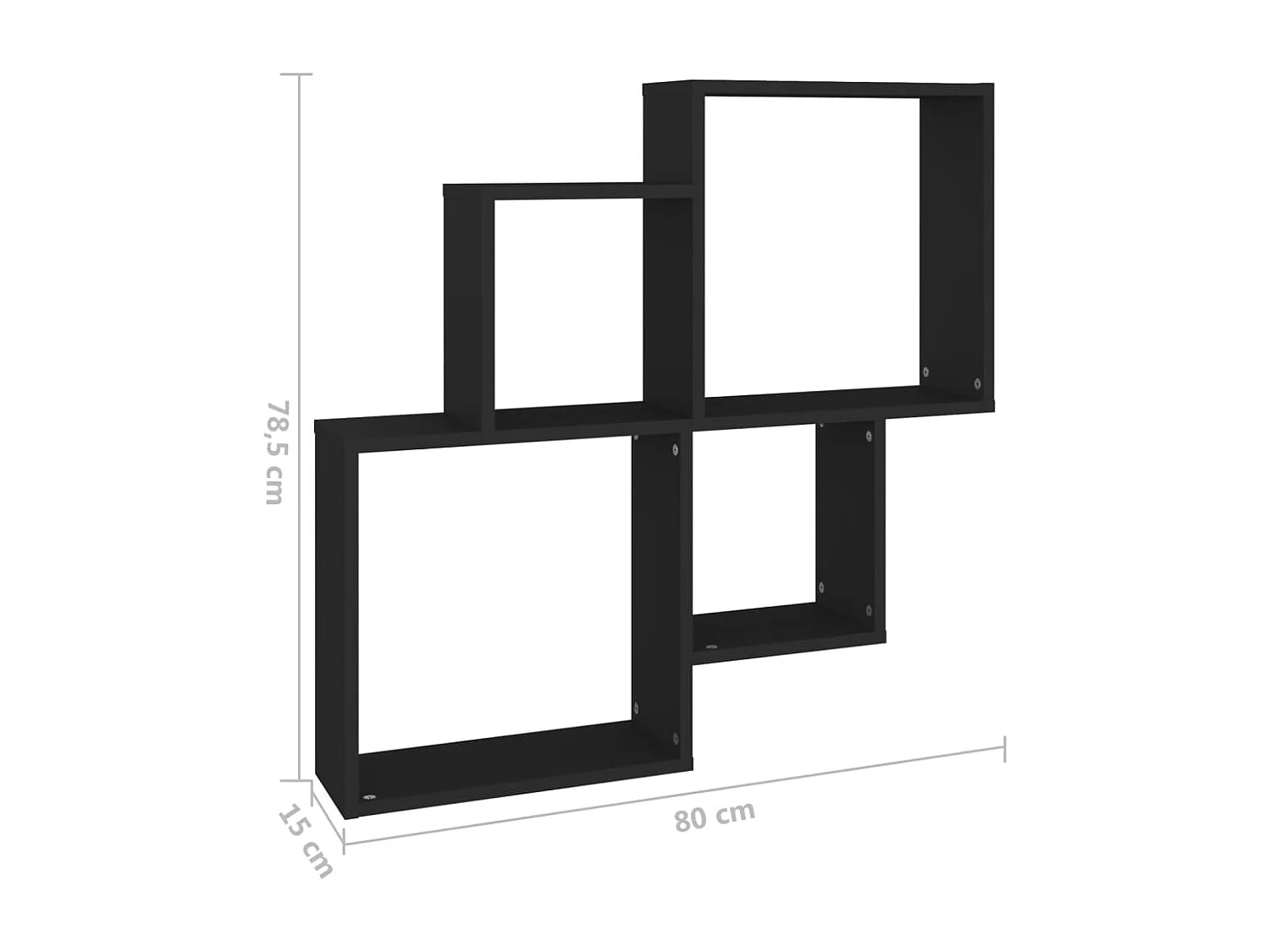 Étagère murale cube Noir 80x15x78,5 cm Bois d’ingénierie