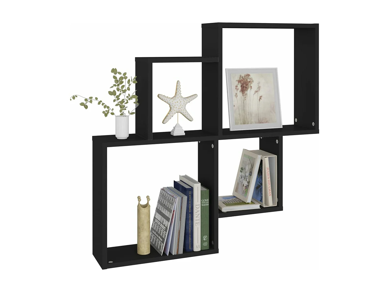 Étagère murale cube Noir 80x15x78,5 cm Bois d’ingénierie