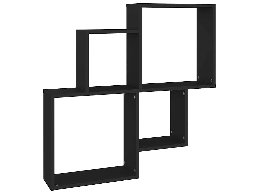 Mensola da Parete a Cubo Nera 80x15x78,5 cm Legno Multistrato