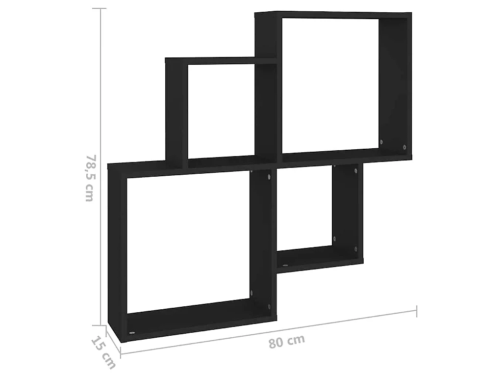 Wandschap kubus 80x15x78,5 cm bewerkt hout zwart