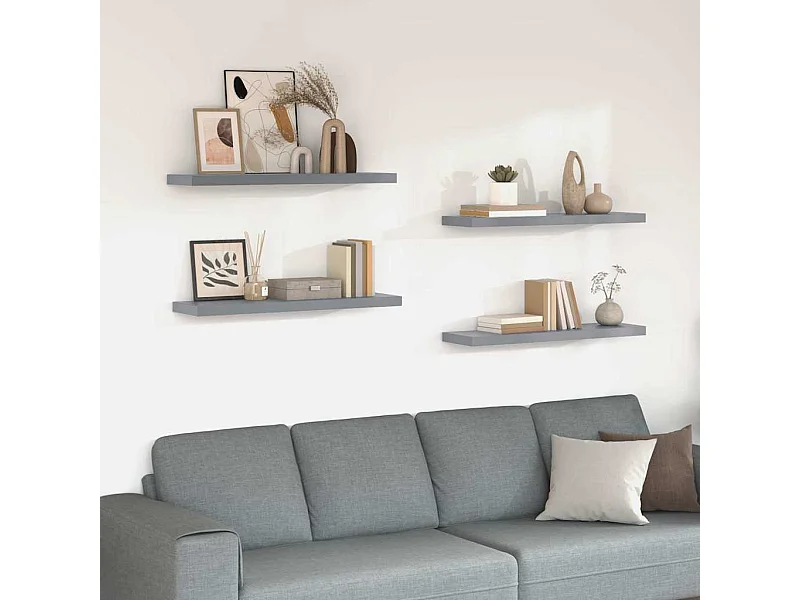 Étagères murales flottantes 4 pcs gris 90x23,5x3,8 cm MDF