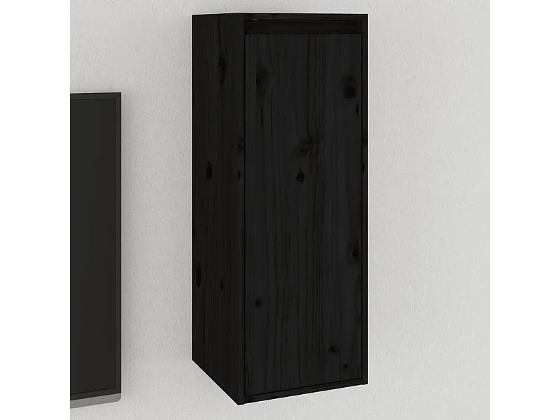 Wandschrank Schwarz 30x30x80 cm Massivholz Kiefer