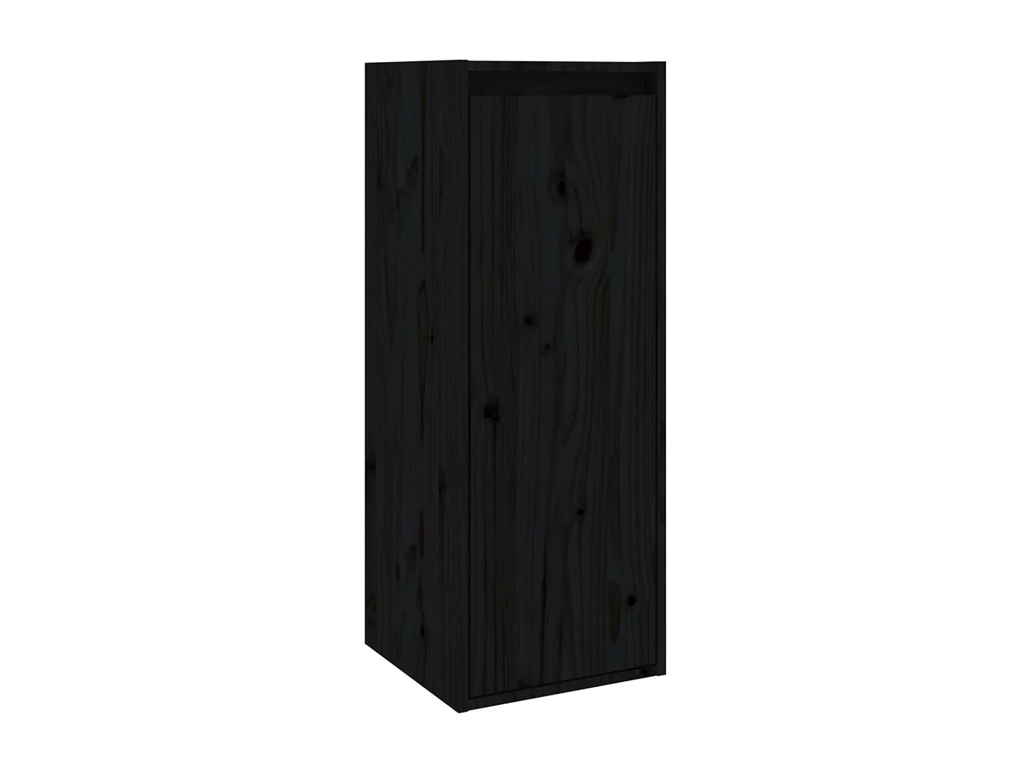 Wandschrank Schwarz 30x30x80 cm Massivholz Kiefer