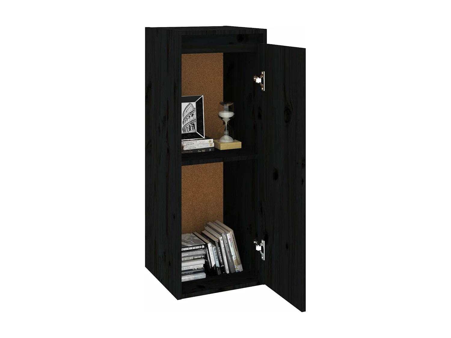 Wandschrank Schwarz 30x30x80 cm Massivholz Kiefer