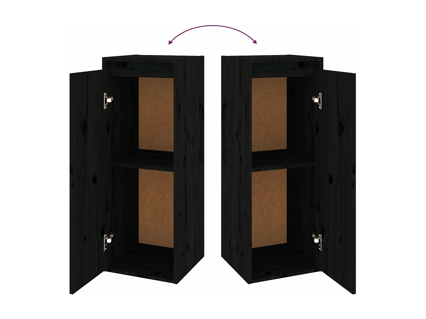 Wandschrank Schwarz 30x30x80 cm Massivholz Kiefer