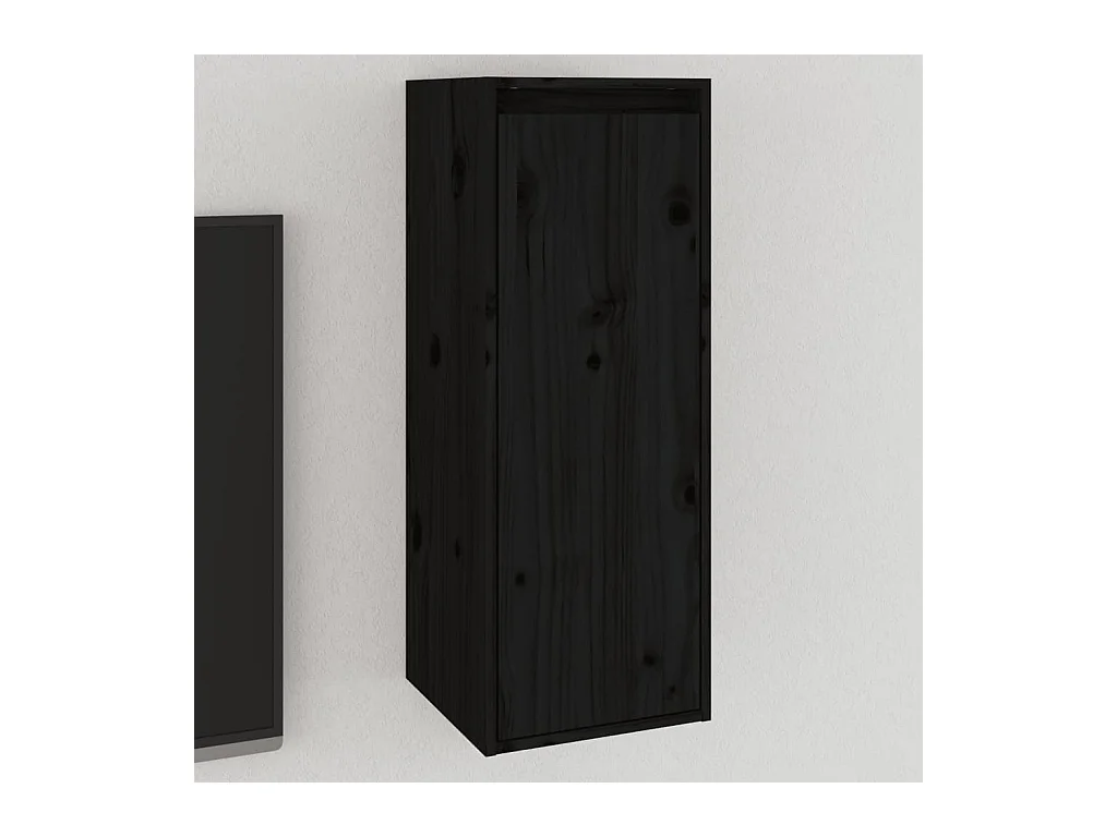 Armoire murale noir 30x30x80 cm Bois de pin massif