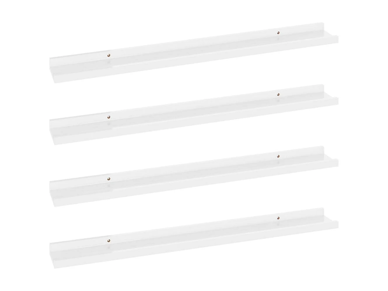 Étagères murales 4 pcs Blanc brillant 80x9x3 cm