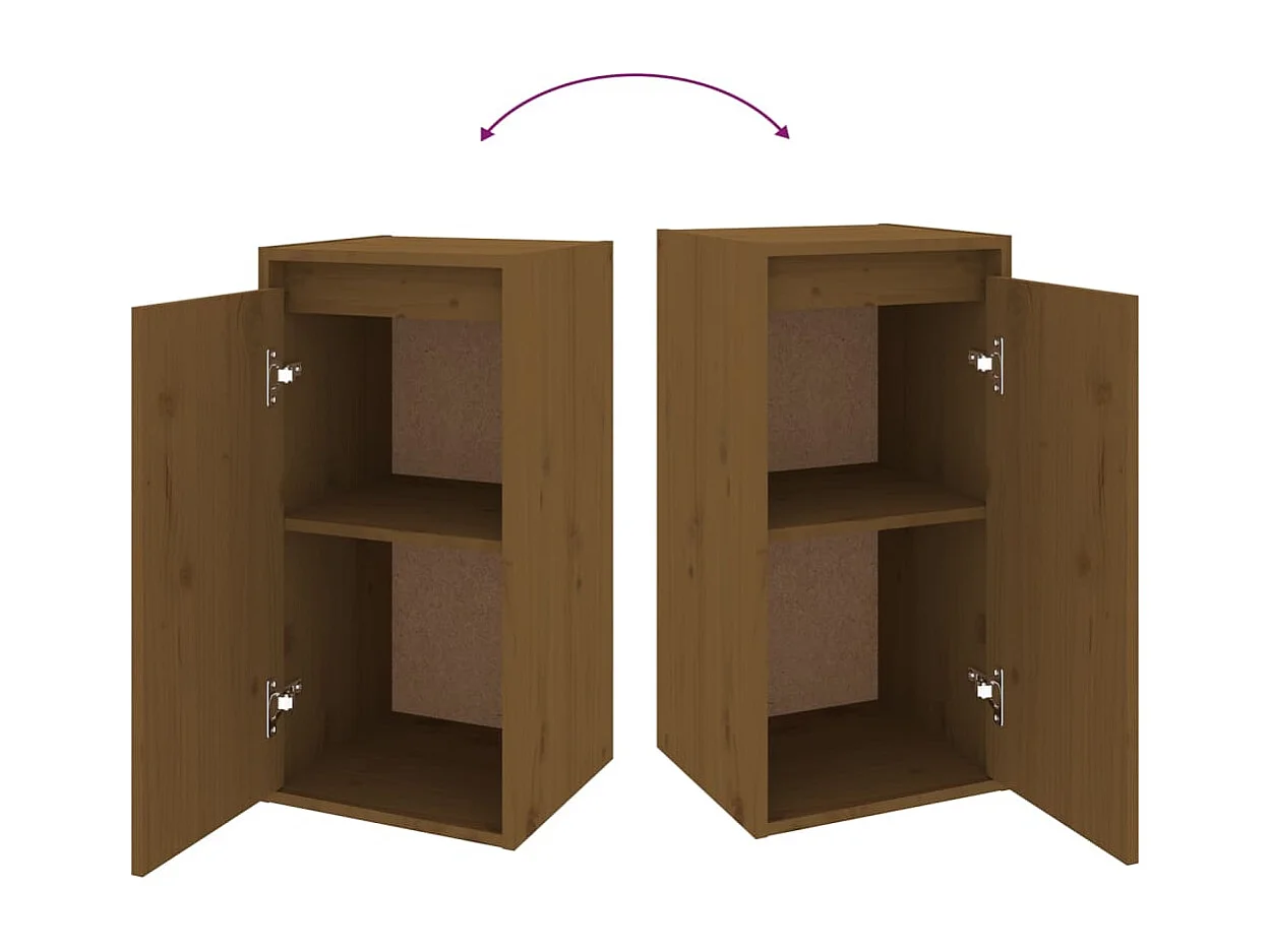 Armario de pared 2 uds madera de pino marrón miel 30x30x60 cm