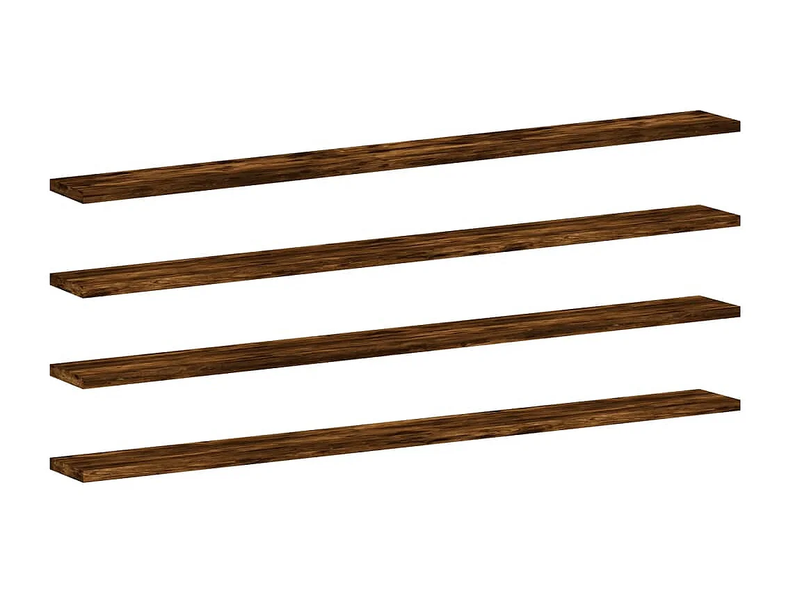 Estantes pared 4 uds madera ingeniería roble humo 100x10x1,5 cm