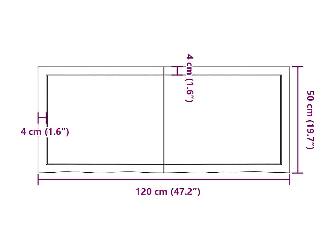 Étagère murale 120x50x(2-4) cm bois de chêne massif non traité