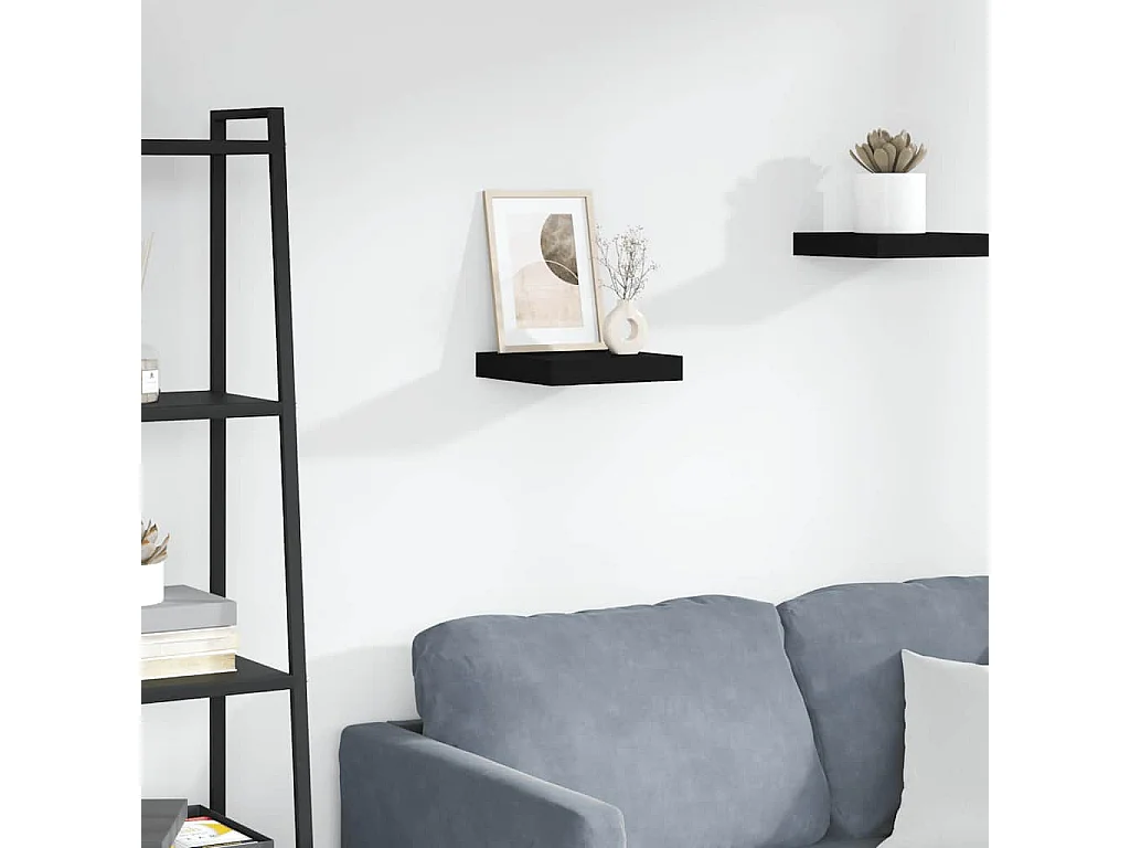 Estante flotante de pared MDF negro 23x23,5x3,8 cm