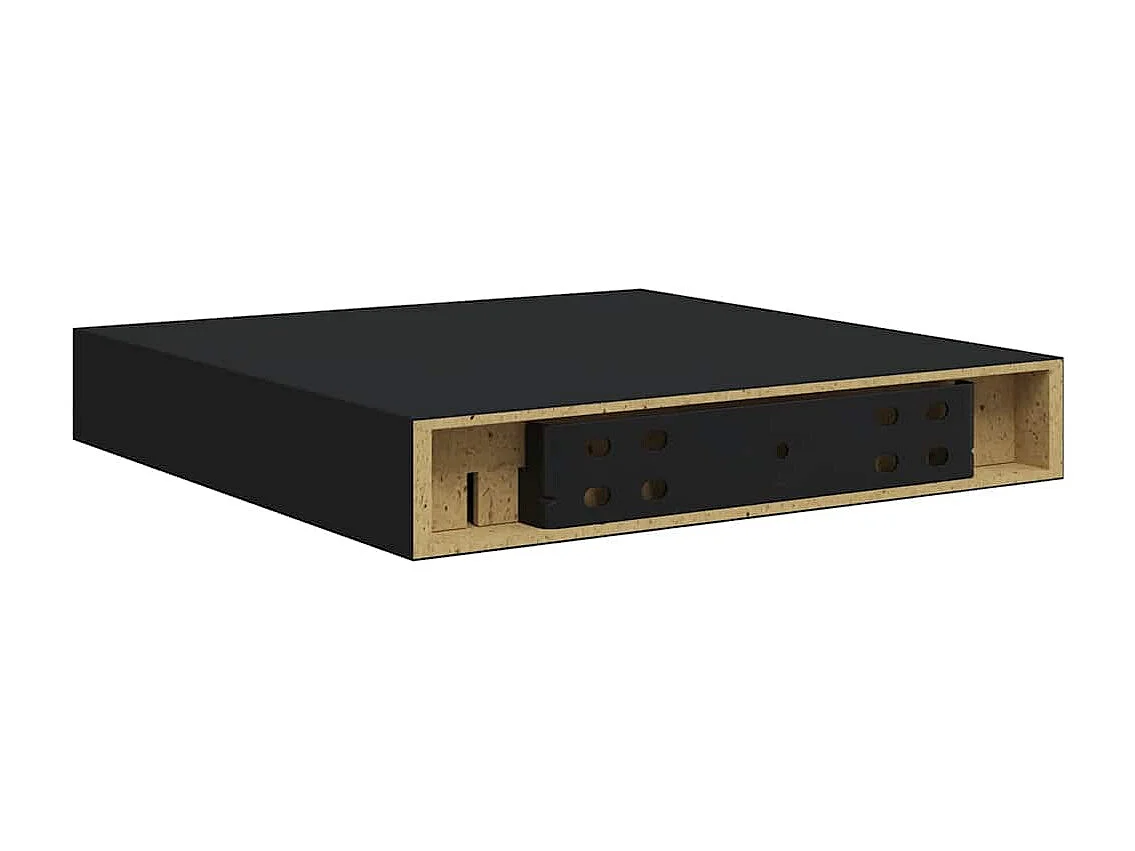 Estante flotante de pared MDF negro 23x23,5x3,8 cm