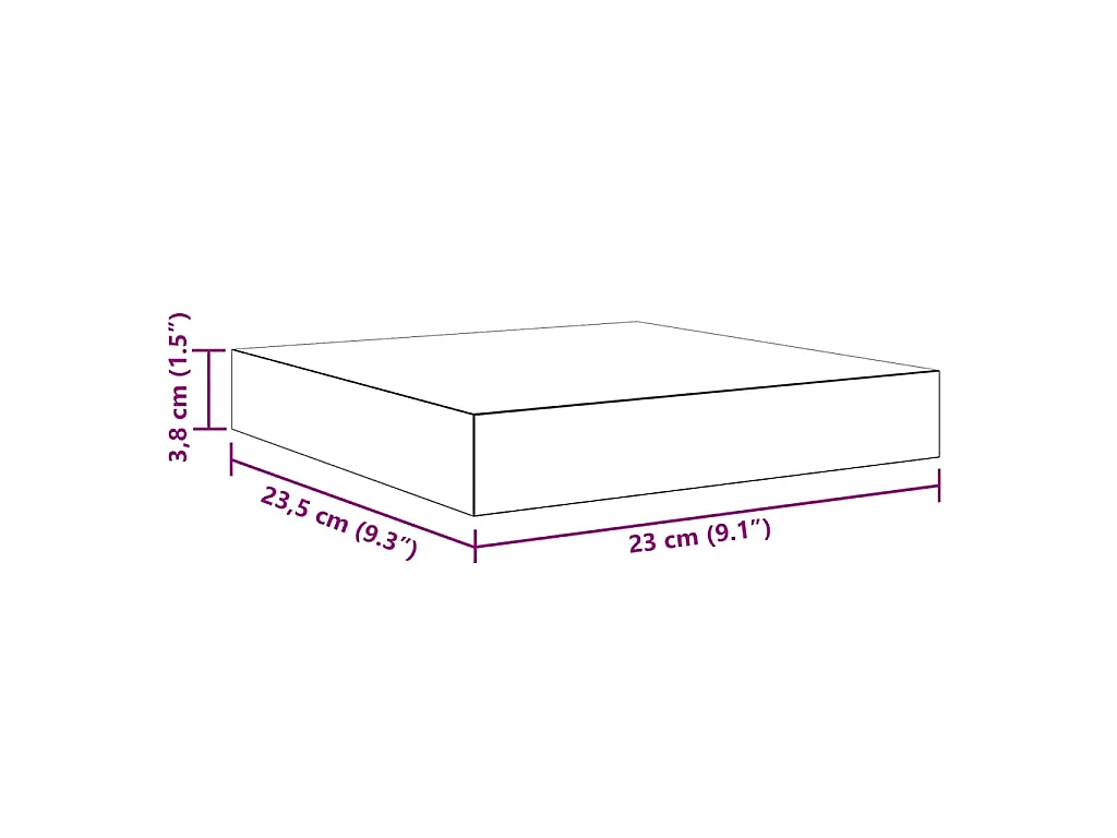 Wandschap zwevend 23x23,5x3,8 cm MDF zwart