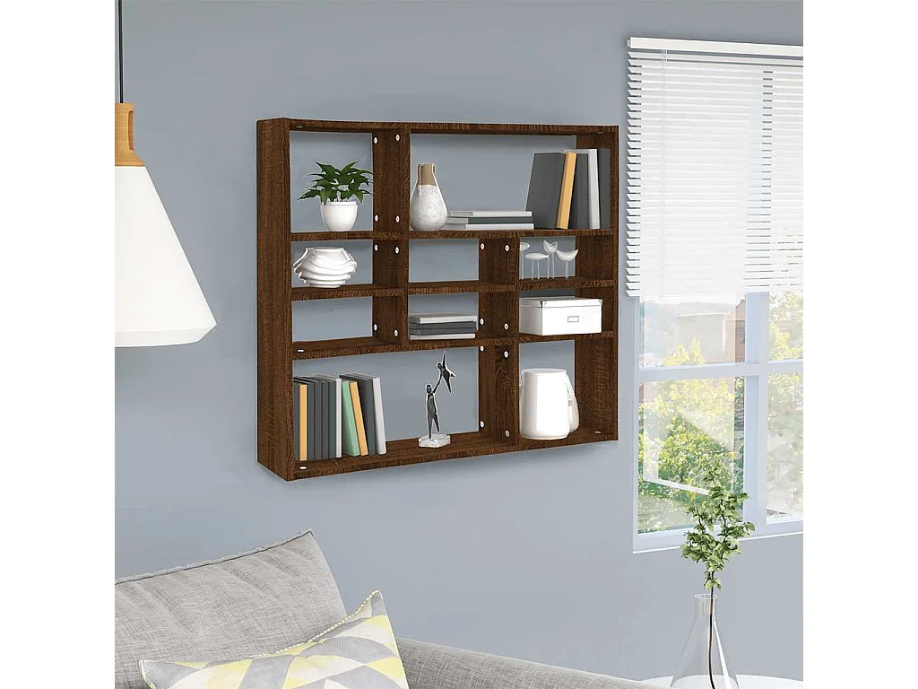 Wandschap 90x16x78 cm bewerkt hout bruin eikenkleur