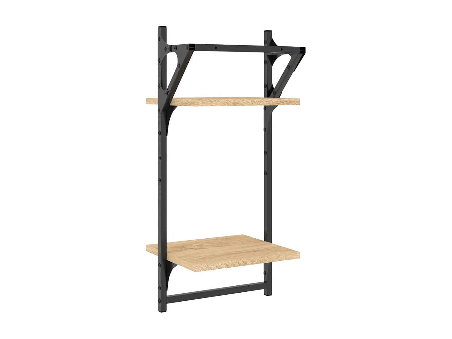 Étagères murales à 2 niveaux avec barres 2 pcs chêne sonoma