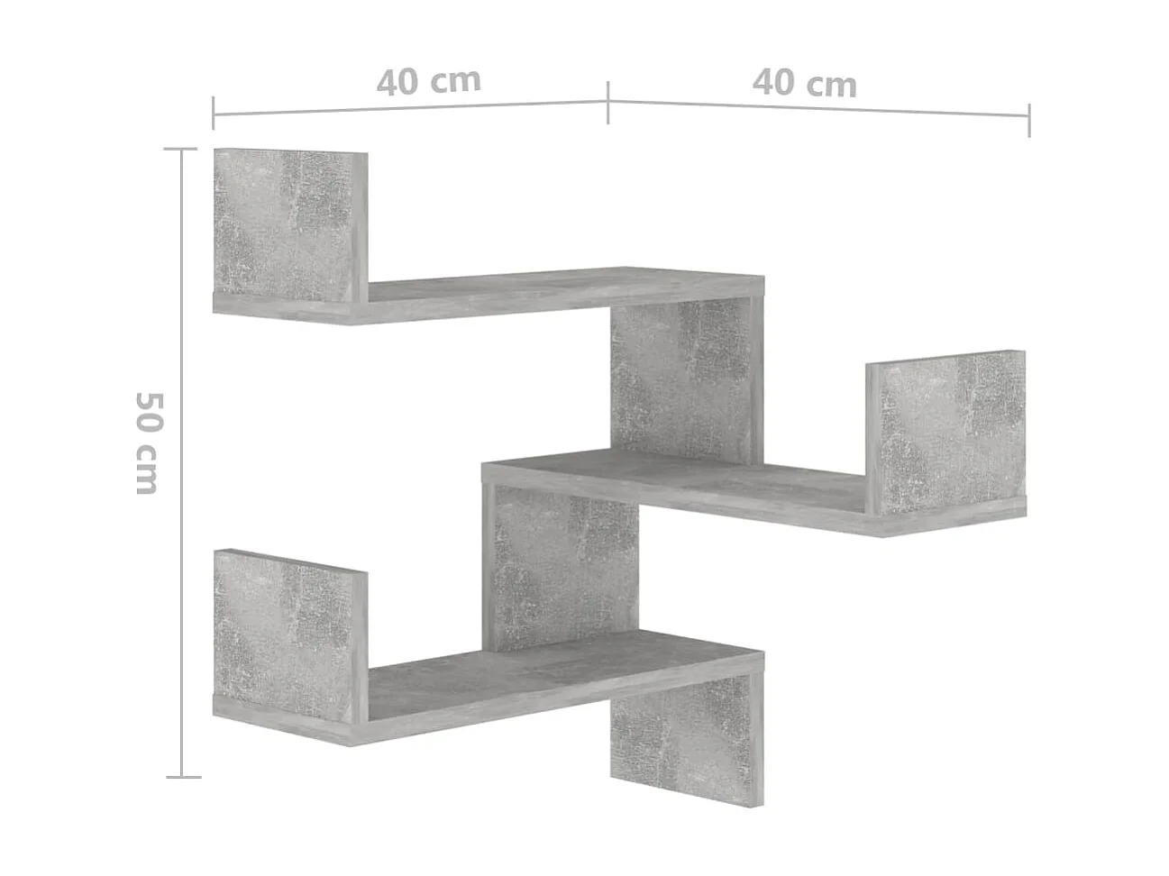 Étagère murale d'angle Gris béton 40x40x50 cm Bois d’ingénierie
