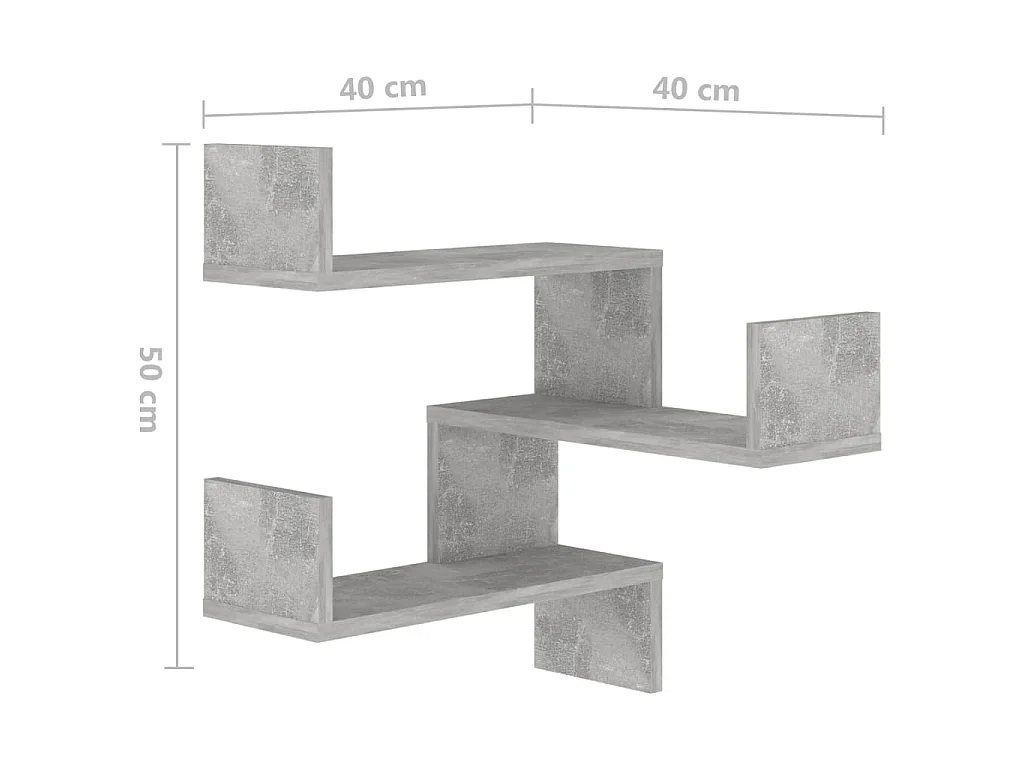Étagère murale d'angle Gris béton 40x40x50 cm Bois d’ingénierie
