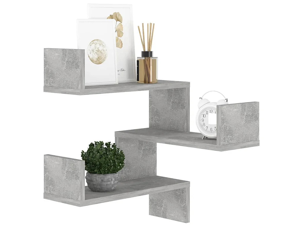 Étagère murale d'angle Gris béton 40x40x50 cm Bois d’ingénierie