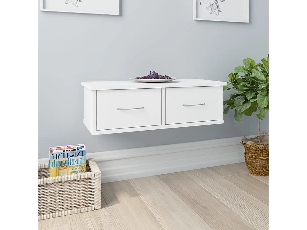 Estante de cajones para pared madera contrachapada 60x26x18,5cm