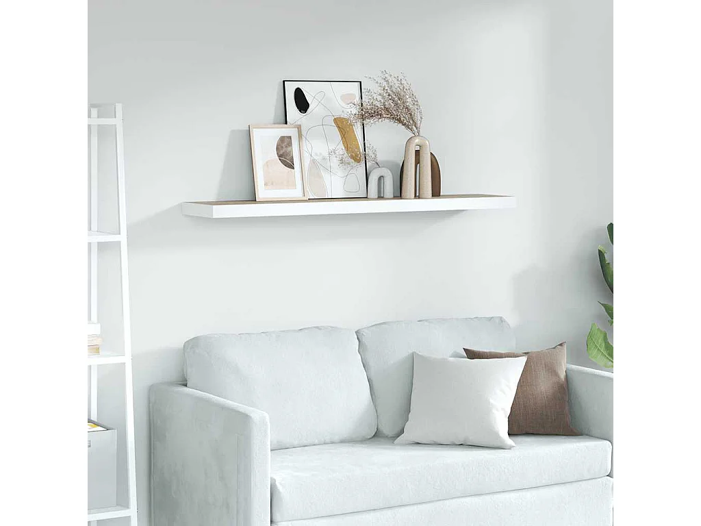Étagère flottante murale chêne et blanc 80x23,5x3,8 cm MDF