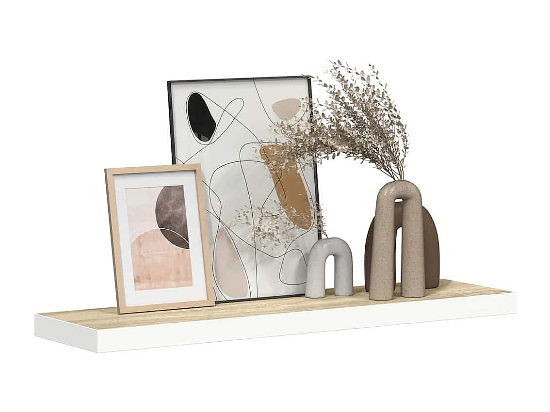 Étagère flottante murale chêne et blanc 80x23,5x3,8 cm MDF