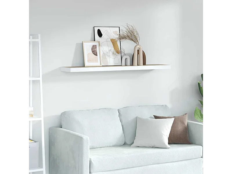 Étagère flottante murale chêne et blanc 80x23,5x3,8 cm MDF