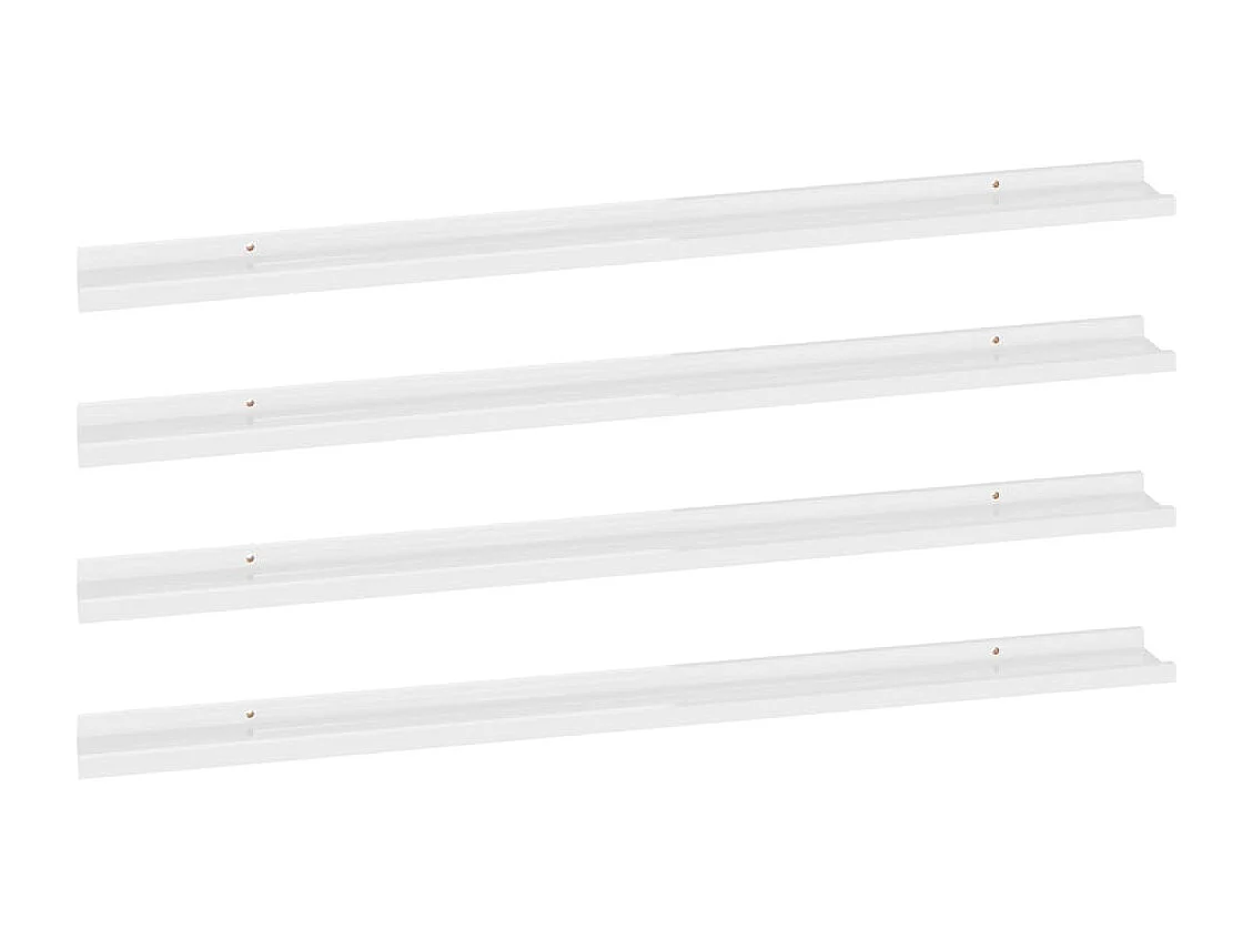 Étagères murales 4 pcs Blanc brillant 115x9x3 cm