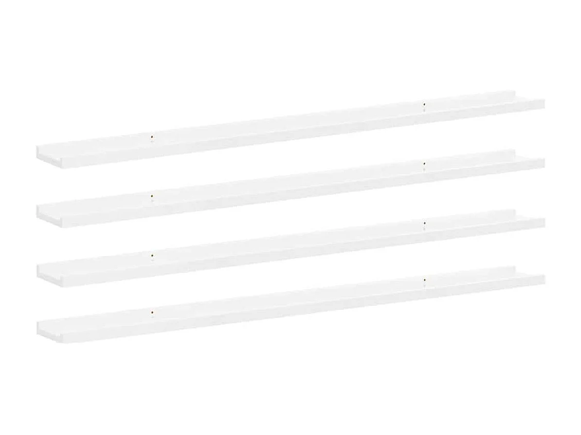 Étagères murales 4 pcs Blanc brillant 115x9x3 cm