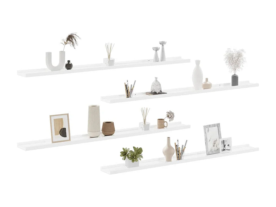 Étagères murales 4 pcs Blanc brillant 115x9x3 cm