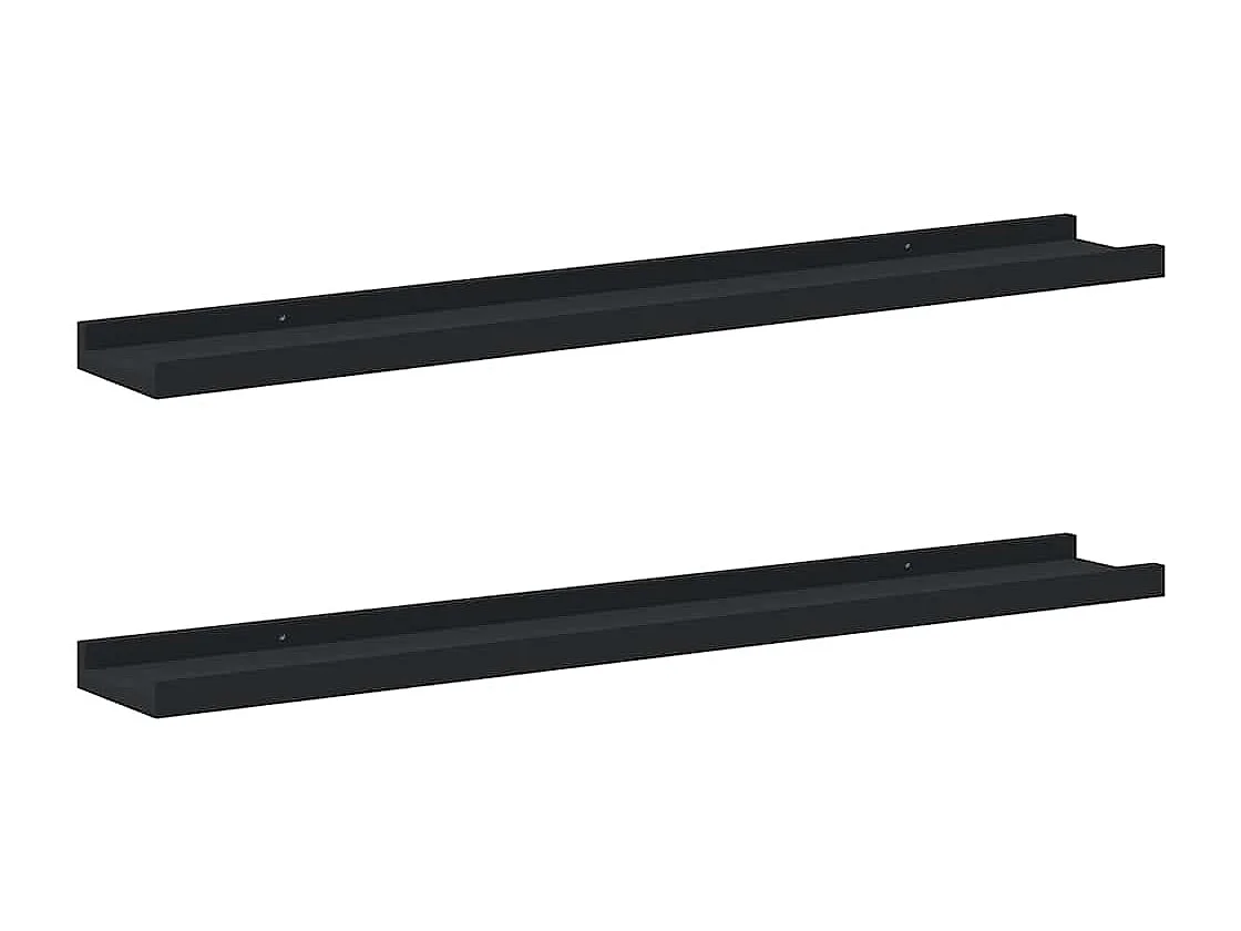 Étagères à rebord pour cadre photo 2 pcs Noir 80x9x3 cm MDF
