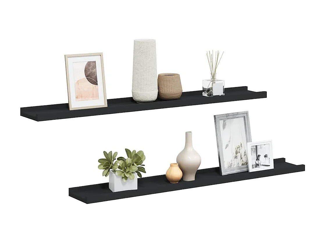 Fotoplanken 2 st 80x9x3 cm MDF zwart