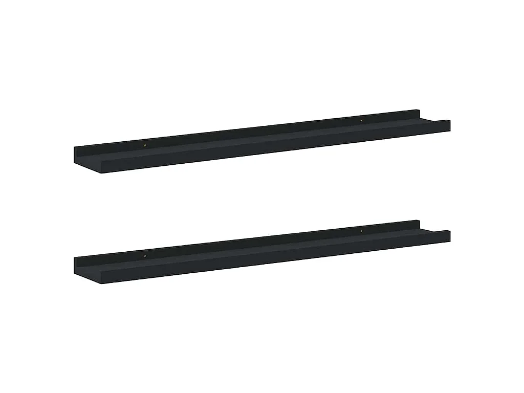 Bilderleisten 2 Stk. Schwarz 80x9x3 cm MDF