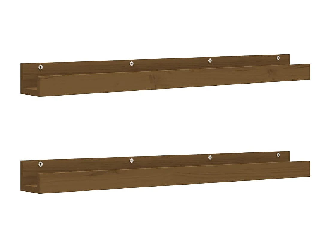 Wandregale 2 Stk. Honigbraun 110x12x9 cm Massivholz Kiefer