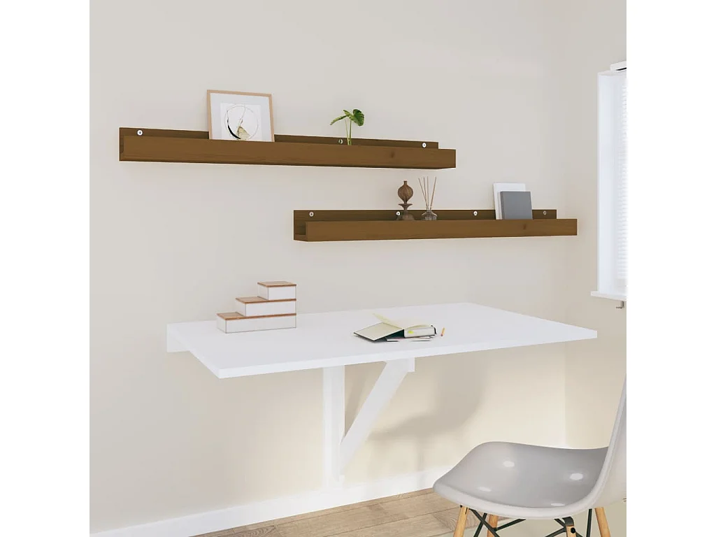 Wandregale 2 Stk. Honigbraun 110x12x9 cm Massivholz Kiefer